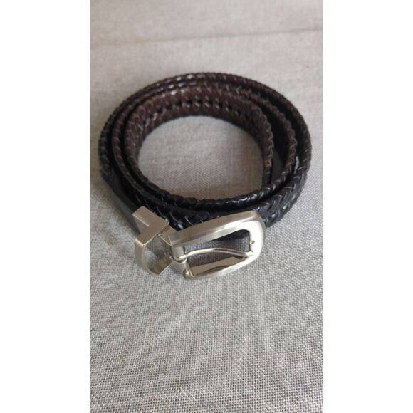 Braided Black Men's Belt 40 L Vegan Leather, No flaws, Unbranded, Silver Buckle - Picture 1 of 7